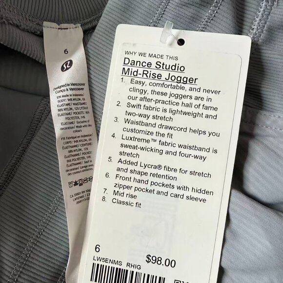 NWT Lululemon Dance Studio Jogger Rhino Grey size 6 - Picture 1 of 4